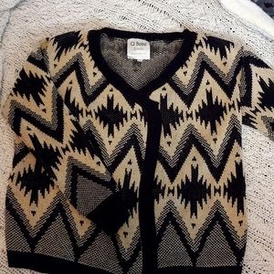 Ci Sono Cream/ Navy Patterned Cardigan, Size M/L
